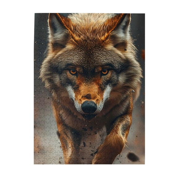 Wolf Predator Charge Stare 500-Piece Wooden Jigsaw Puzzle for Adults, Fun & Challenging Family Game, Stylish Wall Decor & Holiday Gift