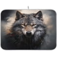 thumbnail image 1 of Wolf Print Dish Drying Mat for Kitchen Counter, Ultra Absorbent Reversible Microfiber Dishes Drying Rack Pad Heat-resistant Mats 16x18in, 1 of 7
