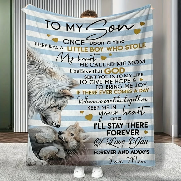 Wolf Print Fleece Blanket, Envelope Blanket for Mother to Son, Warm And Comfortable Hug Blanket, Nap Blanket for Camping Trip on Sofa Bed, Best Gift Blanket for Son