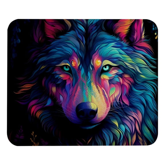 Wolf Printed Square Gaming Mouse Pad, Non-Slip Rubber Bottom Mouse Mat for Office, 8.3x9.8 Inch
