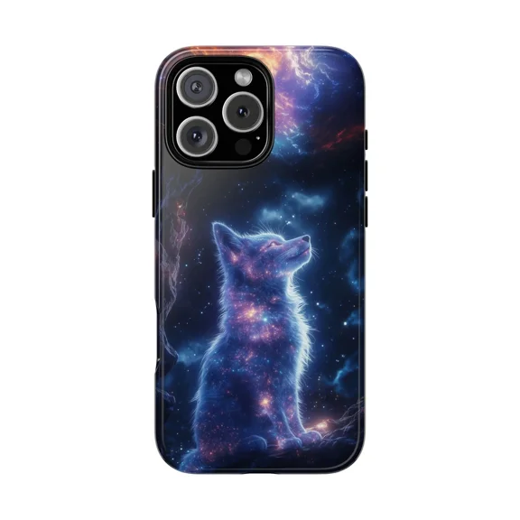 Wolf Pup Cosmos Nebula Galaxy Art Case for iPhone 17 16 15 14 13 12 11 Pro Max