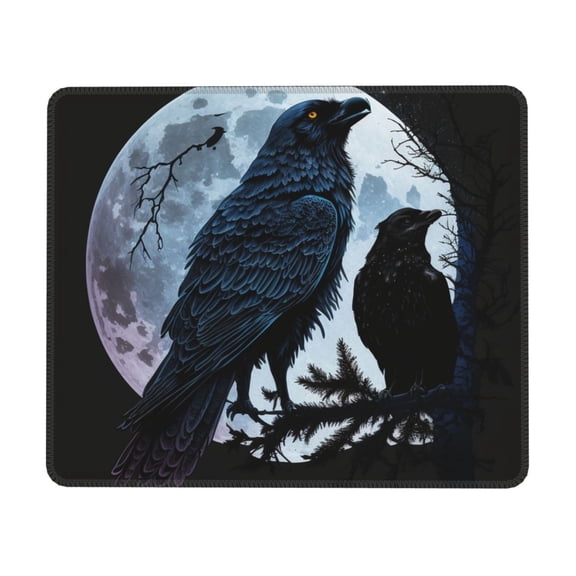 Wolf Raven Moonlight Moon Night Mouse Pad Non-Slip Rubber Gaming Mousepad Rectangle for Computers Laptop 10 x 12 inch