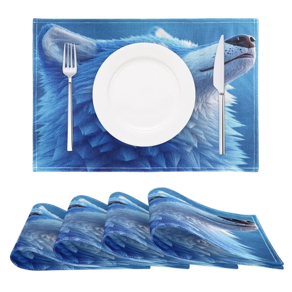 Wolf Reversible Placemat Non Slip Coffee Mat 18x12 Inch for Dining, Kitchen, Coffee