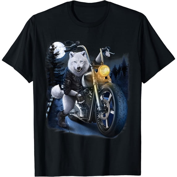 Wolf Riding Motorcycle In Moon Classic Theme Everyday Message Retro ...