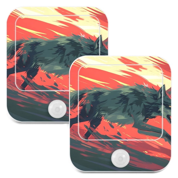 Wolf Running 2 Pack LED Motion Sensor Night Light Plug into Wall Auto Dusk to Dawn Adjustable Brightness for Kids Bedroom Hallway Nursery Room