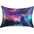thumbnail image 1 of Wolf Satin Pillowcase for Hair and Skin Silk Pillowcase Soft Breathable Sleeping Pillow Covers Smooth Cooling Pillowcase with Envelope Closure Size Standard 20x40 in Home Decor Gifts, 1 of 7