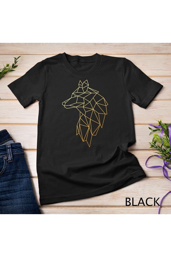 Wolf Shirt Geometric Abstract Gold Polygonal T-Shirt