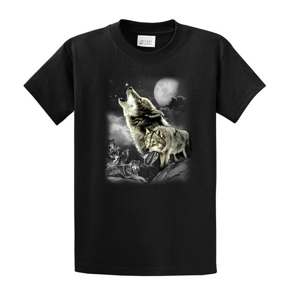 Wolf Short Sleeve T-shirt Wolves in The Wild Howling-Black-XL