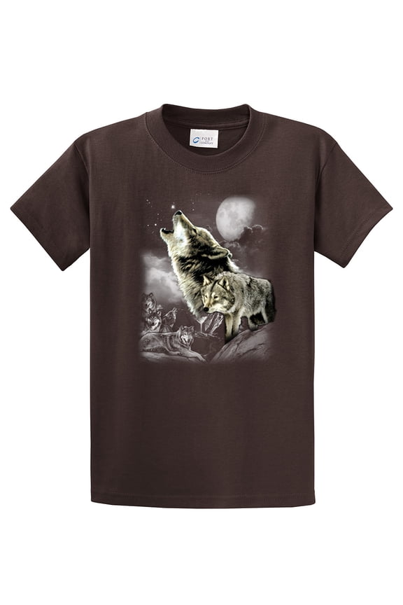 Wolf Short Sleeve T-shirt Wolves in The Wild Howling-Brown-Small