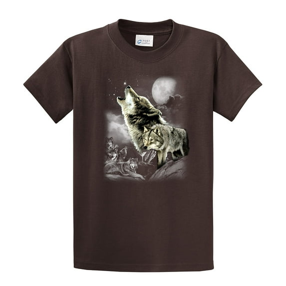 Wolf Short Sleeve T-shirt Wolves in The Wild Howling-Brown-XXXL