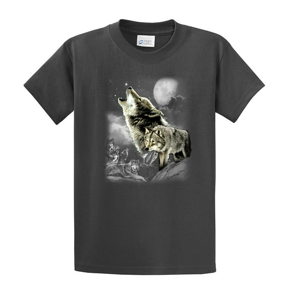 Wolf Short Sleeve T-shirt Wolves in The Wild Howling-Charcoal-Medium