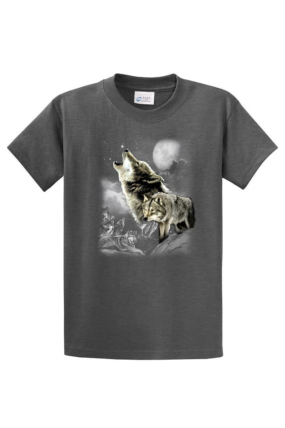 Wolf Short Sleeve T-shirt Wolves in The Wild Howling-HeatherGray-Small