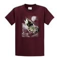 thumbnail image 1 of Wolf Short Sleeve T-shirt Wolves in The Wild Howling-Maroon-XXXL, 1 of 4