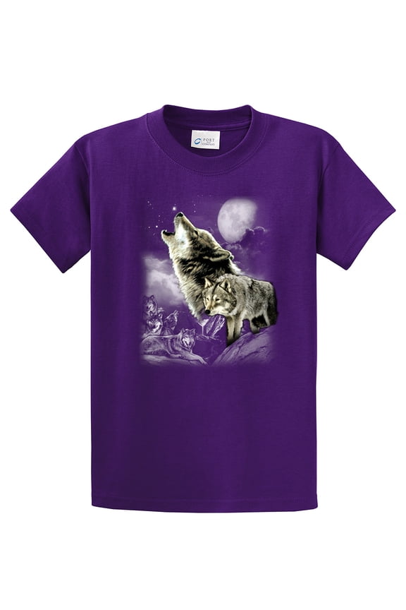 Wolf Short Sleeve T-shirt Wolves in The Wild Howling-Purple-Large