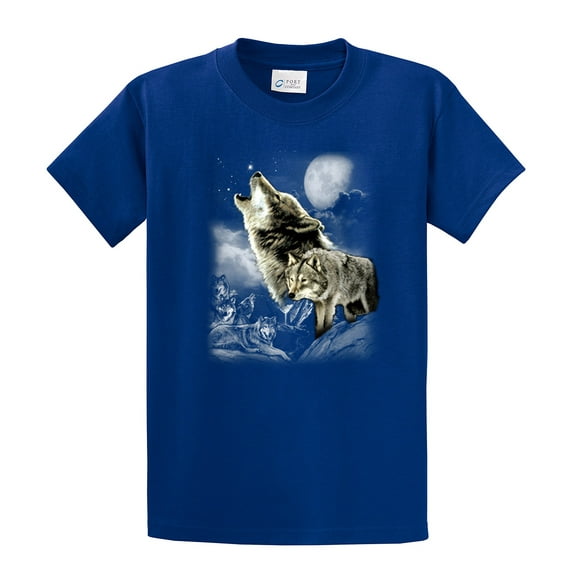 Wolf Short Sleeve T-shirt Wolves in The Wild Howling-Royal-XXL