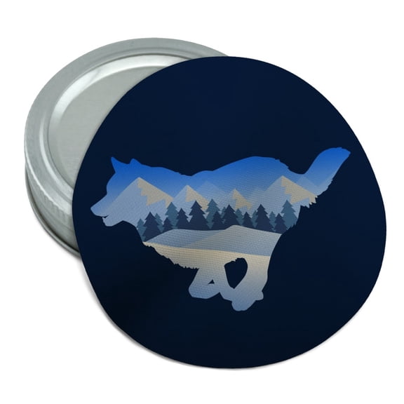Wolf Silhouette Running Snow Scenery Round Rubber Non-Slip Jar Gripper Lid Opener