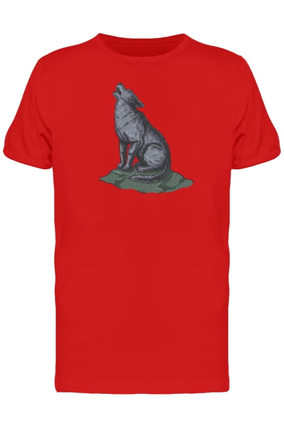Wolf Sitting On A Stone Tee Men's -Image by Shutterstock