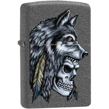 Wolf Skull Feather Design windproof lighter