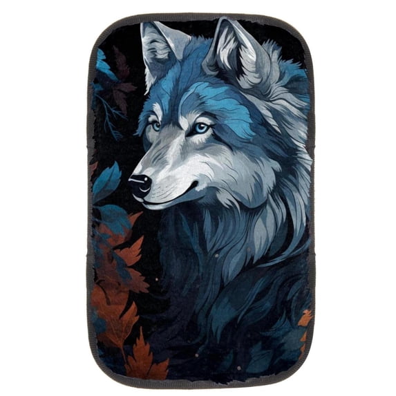 Wolf Soft, Comfortable, Furry, Printed Car Armrest Pad Cover - 12.5x8.2 Inch