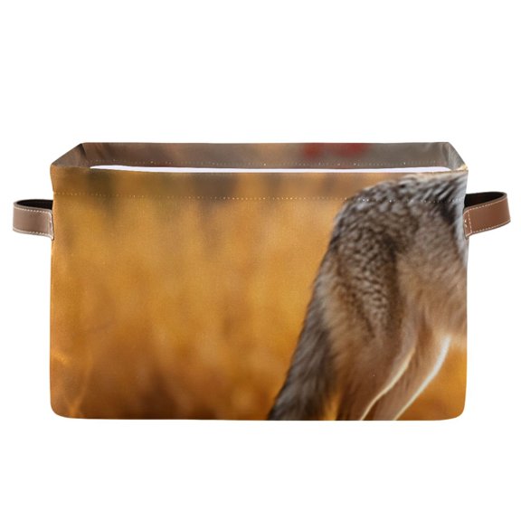 Wolf Soil Grass Leaves Storage Bins Baskets With Handles Storage Box Clothes Organizer Organization Toys
