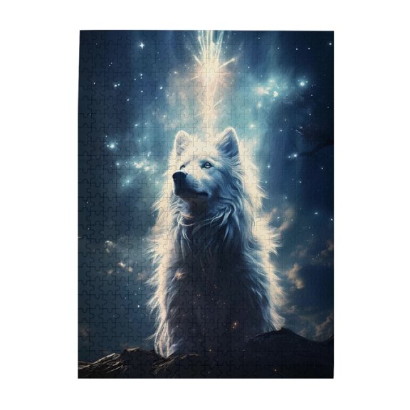 Wolf Spirit Evening Sky Light 500-Piece Wooden Jigsaw Puzzle for Adults, Fun & Challenging Family Brain-Teaser, Perfect Home Decor & Gift