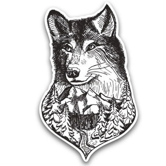 Wolf Spirit Woods Adventure - 12" Vinyl Sticker Waterproof Decal