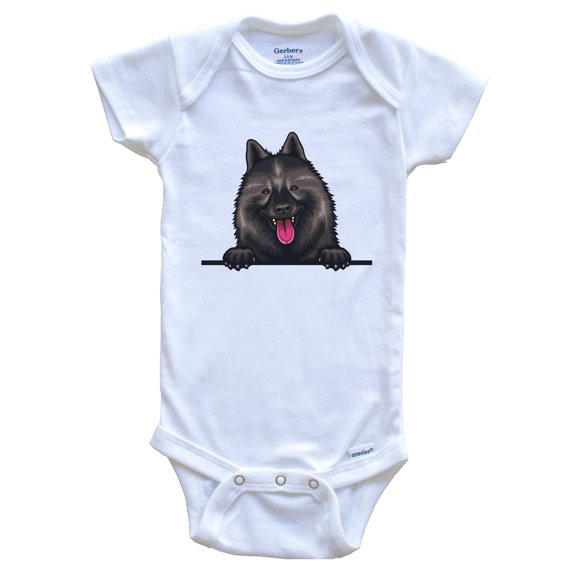 Wolf Spitz Dog Breed Cute Baby Bodysuit, 3-6 months white