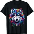 thumbnail image 1 of Wolf Splash Art Wolf Animal Lover Mens T-Shirt, 1 of 7