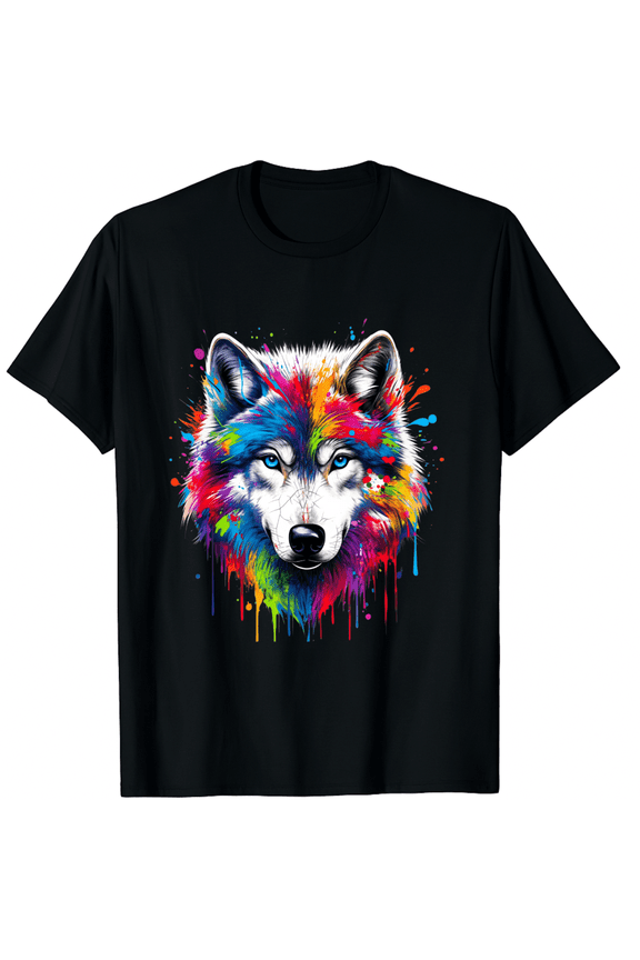 Wolf Splash Art Wolf Animal Lover T-Shirt for Men Women