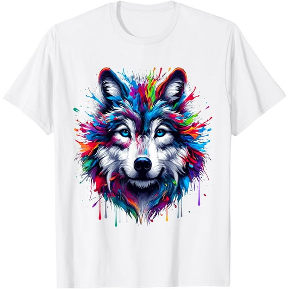 Wolf Splash Art Wolf Animal Lover Unisex T-Shirt for Men Women Kids Toddler
