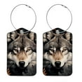 thumbnail image 1 of Wolf Square PU Leather Luggage Tags, 2 Pack, with Privacy Cover and Stainless Steel Ring - Suitable for Travel, Backpack, Handbag - Bag Tags, Handbag Tags, 1 of 7
