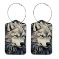 thumbnail image 1 of Wolf Square PU Leather Luggage Tags - 2 Pack with Privacy Cover and Stainless Steel Ring - Suitable for Travel, Backpack, Handbag - Suitcase Tags, Travel Tag, 1 of 7