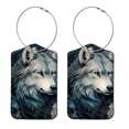 thumbnail image 1 of Wolf Square PU Leather Luggage Tags - 2 Pack with Privacy Cover and Stainless Steel Ring - Suitable for Travel, Backpack, Handbag - Suitcase Tags, Travel Tag, 1 of 7