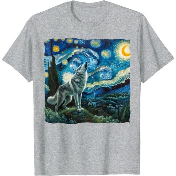 Wolf Starry Night Howling Moon Funny Gifts Unisex T-Shirt for Men Women Kids Toddler,Sport Grey Color,Size YXS
