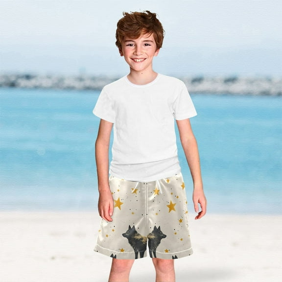 Wolf Stars Boys Swim Trunks Boardshorts Swimsuit Quick Dry Board Shorts Bathing Suit 2-12T