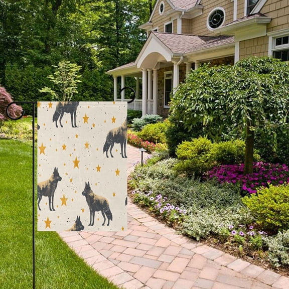 Wolf Stars Garden Flag Double Sided 12 x 18 Inch Outside Yard Decoration Outdoor Flag