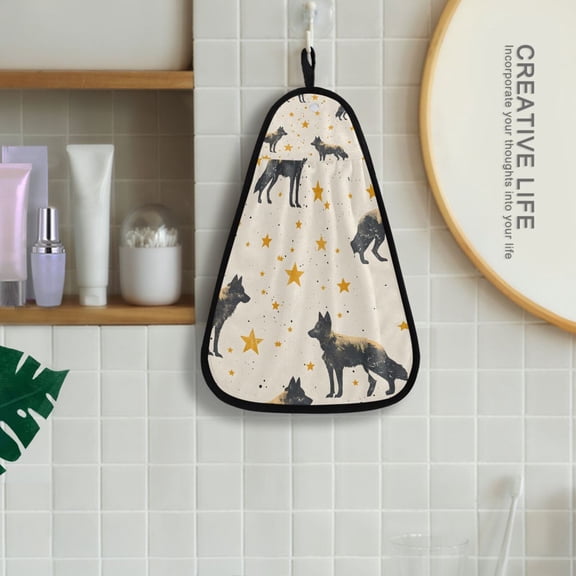 Wolf Stars Hanging Kitchen Towel Machine Washable Hand Towel Bathroom Absorbent Towel Quick Dry Dishcloth