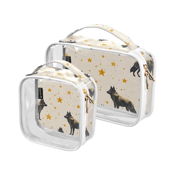 Wolf Stars Makeup Bags Set Travel Toiletry Bags Portable Cosmetic Bags Organizer Waterproof 2 Packs