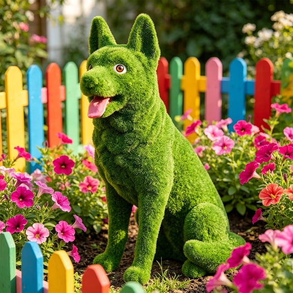 Wolf Statue, Garden Ornament, Resin Sculpture for Outdoor Decor, Dog Statue for Garden And Courtyard Landscape