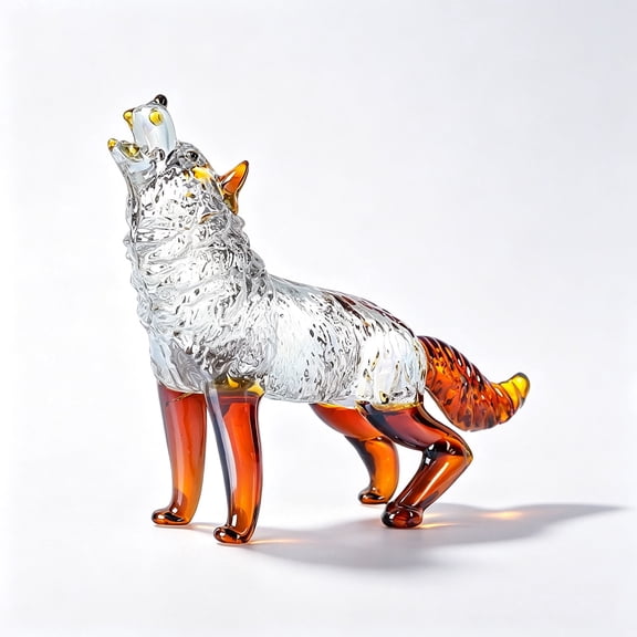 Wolf Statue Realistic Wolf Figurine Collectible,Happy Wolf,Dances with Wolves