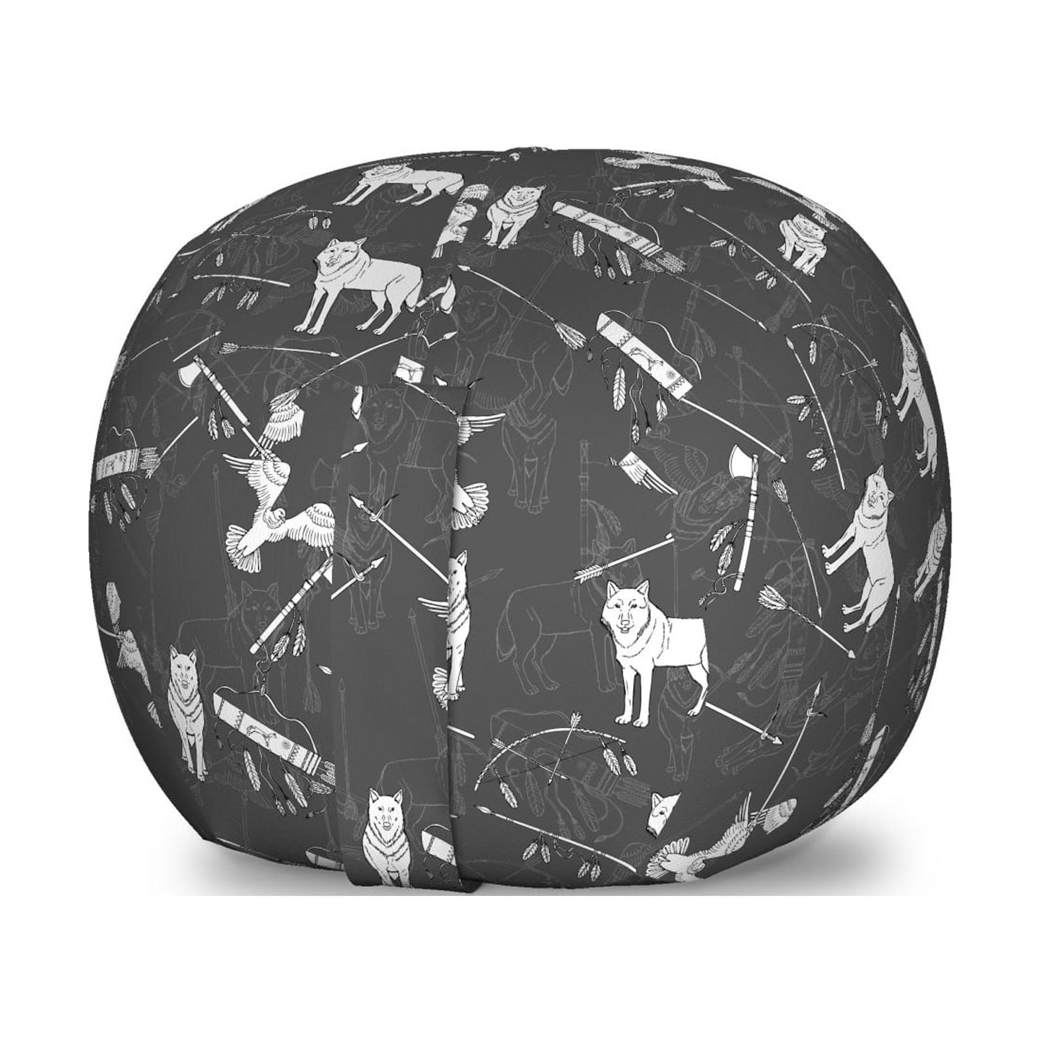 Wolf Storage Toy Bag Chair Monochrome Arrow Bow Hunting Theme