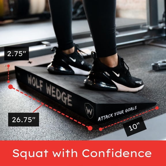 Wolf Strength Squat Wedge Block  Heel Elevated Slant Board for Squats, One-Piece  Workout Wedge and Weight Lifting Ramp for Improved Strength, Non-Slip Angled Incline Platform for Mobility