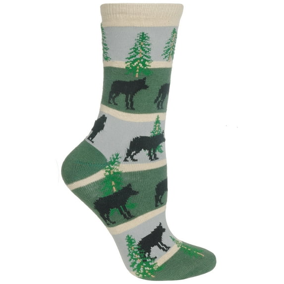 Wolf Stripes Green Ladies Socks