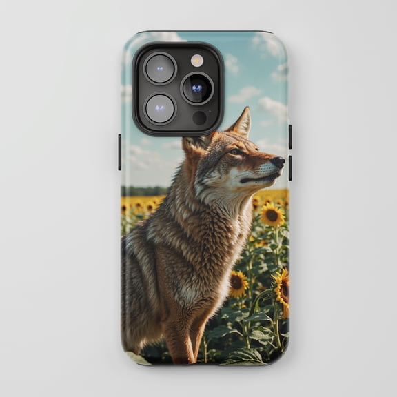 Wolf Sunflower Field For All iPhone Series Tough Phone Case