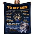 thumbnail image 1 of Wolf Super Soft Cozy Flannel Blanket for Son - Graduation, Wedding, Birthday Gifts - 60x50in, 1 of 6
