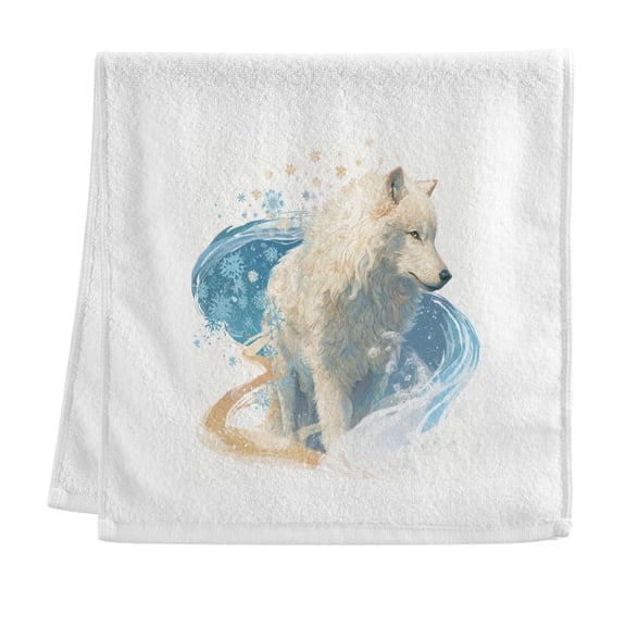 Wolf Surrounded by Blue Color Wave Pure Cotton Towels Bath Towel Quick Drying for Bathroom Beach Sports 16" x 30"