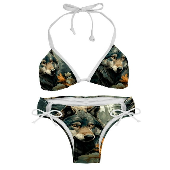 Wolf Swimsuit Bikini Set with Detachable Sponge and Adjustable Strap, Two-Pack, for Beach and Pool Parties
