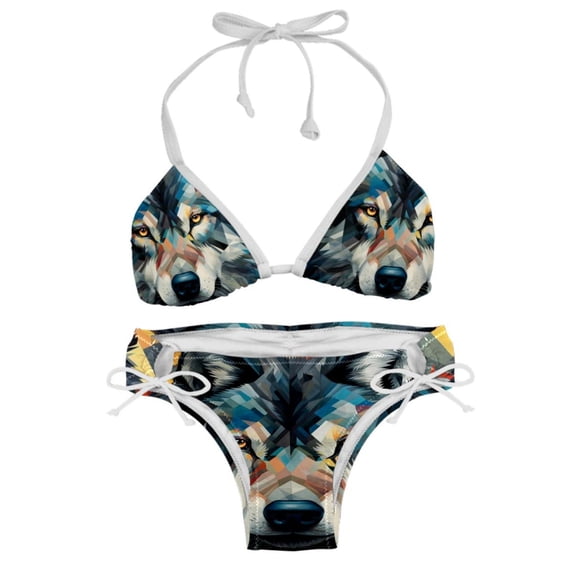 Wolf Swimsuit Bikini Set with Detachable Sponge and Adjustable Strap, Two-Pack for Swimming Pool and Beach Parties