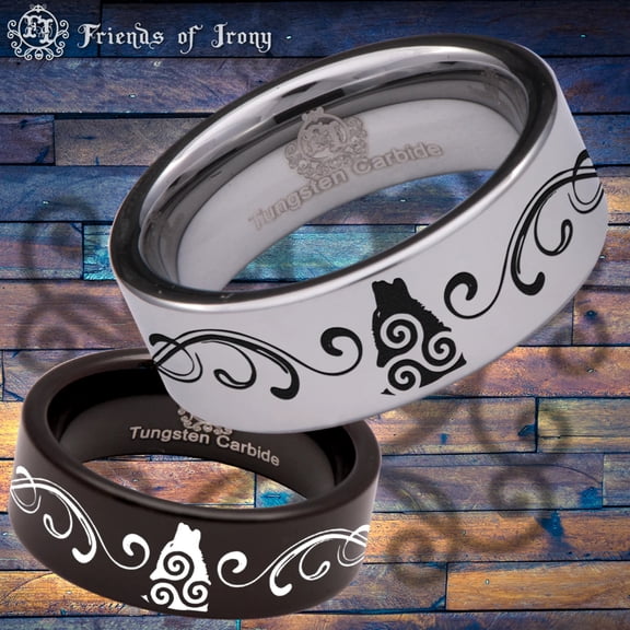 Wolf Swirls Tungsten Carbide Ring