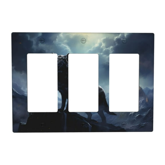 Wolf Switch Cover Decorative Wall Plate 3-Gang Standard Size